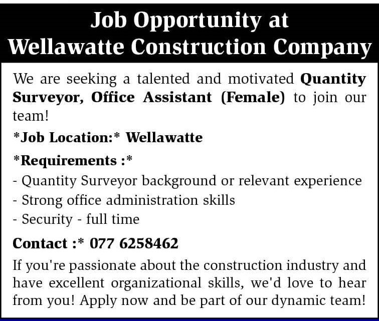 Quantity Surveyor, Office Assistant