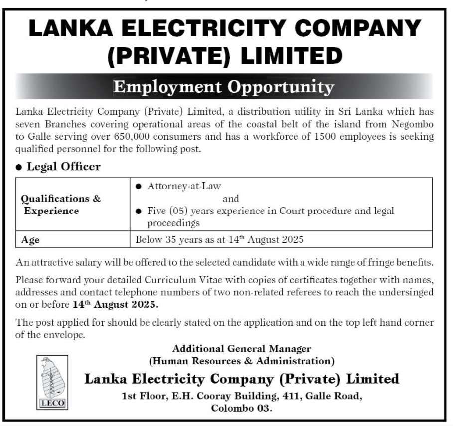 Attorneys at Law - Lanka Electricity Company (Private) Ltd