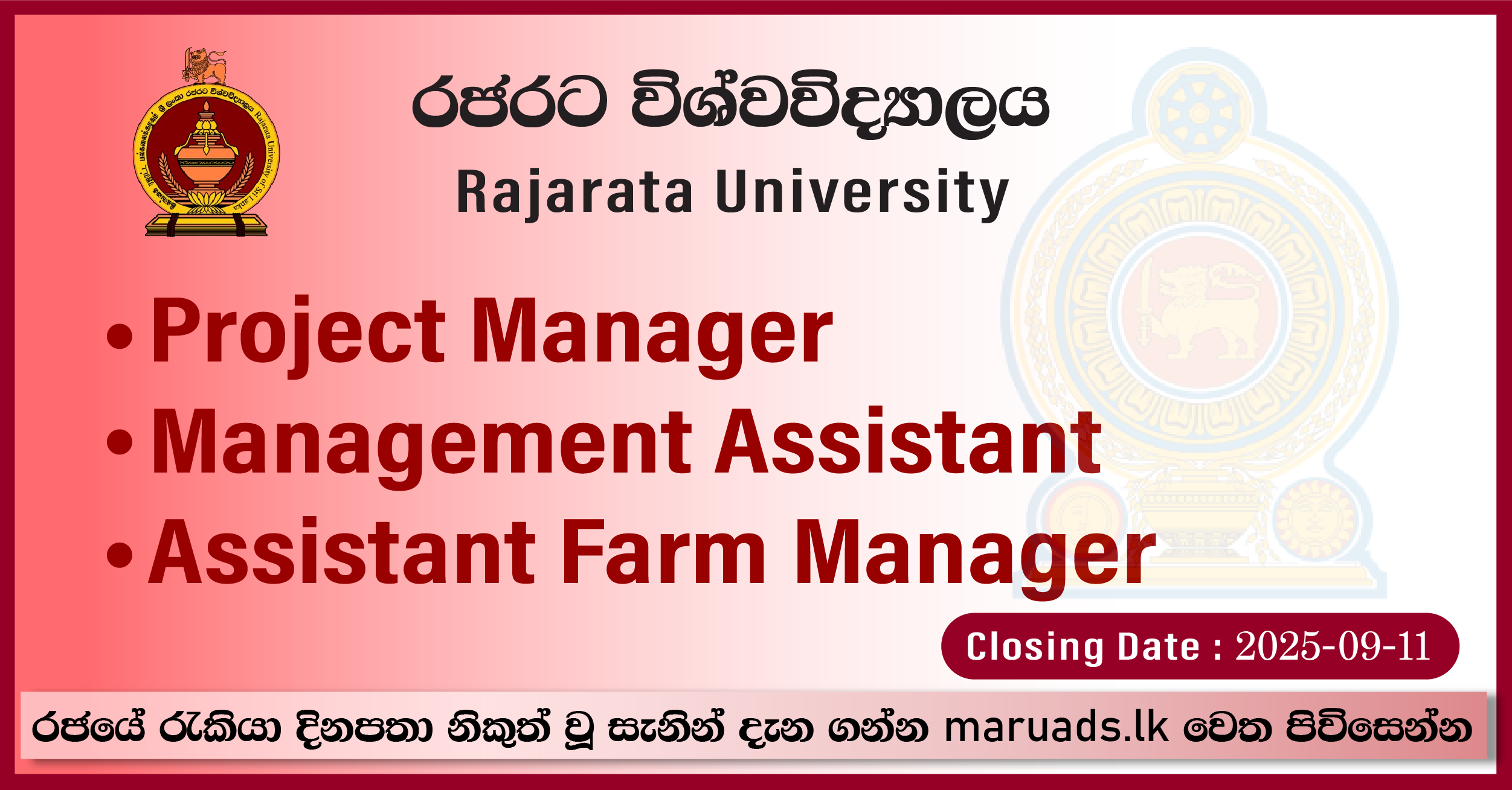 Project Manager, Management Assistant, Assistant Farm Manager ...