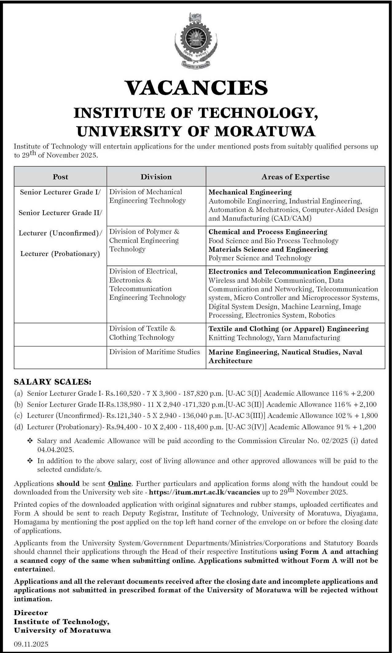 Senior Lecturer, Lecturer - Institute Of Technology University Of Moratuwa