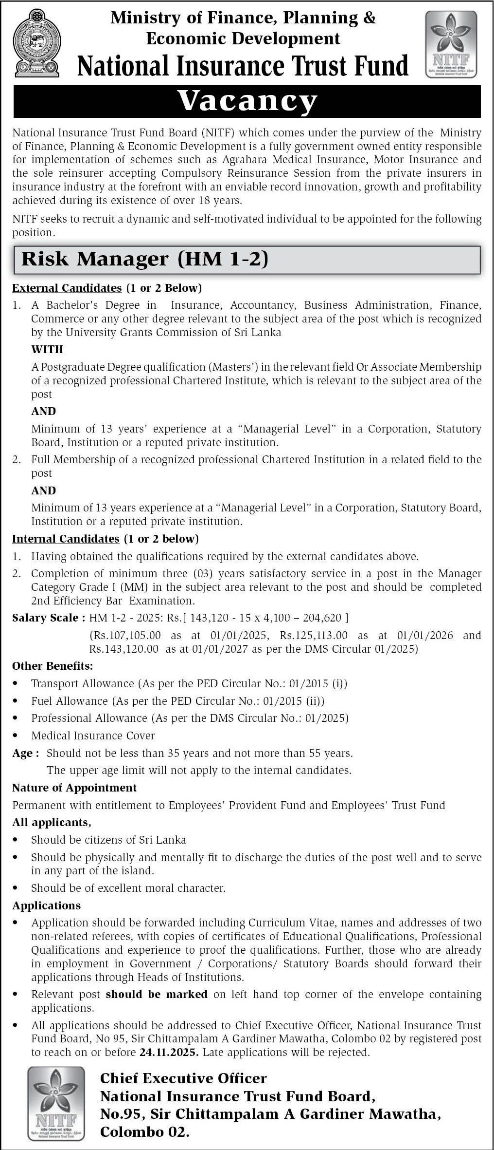 Risk Manager - National Insurance Trust Fund