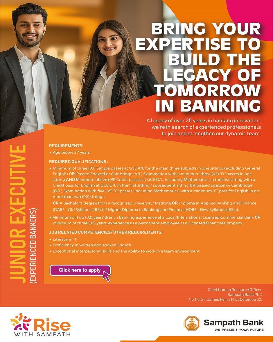 Junior Executive - Sampath Bank