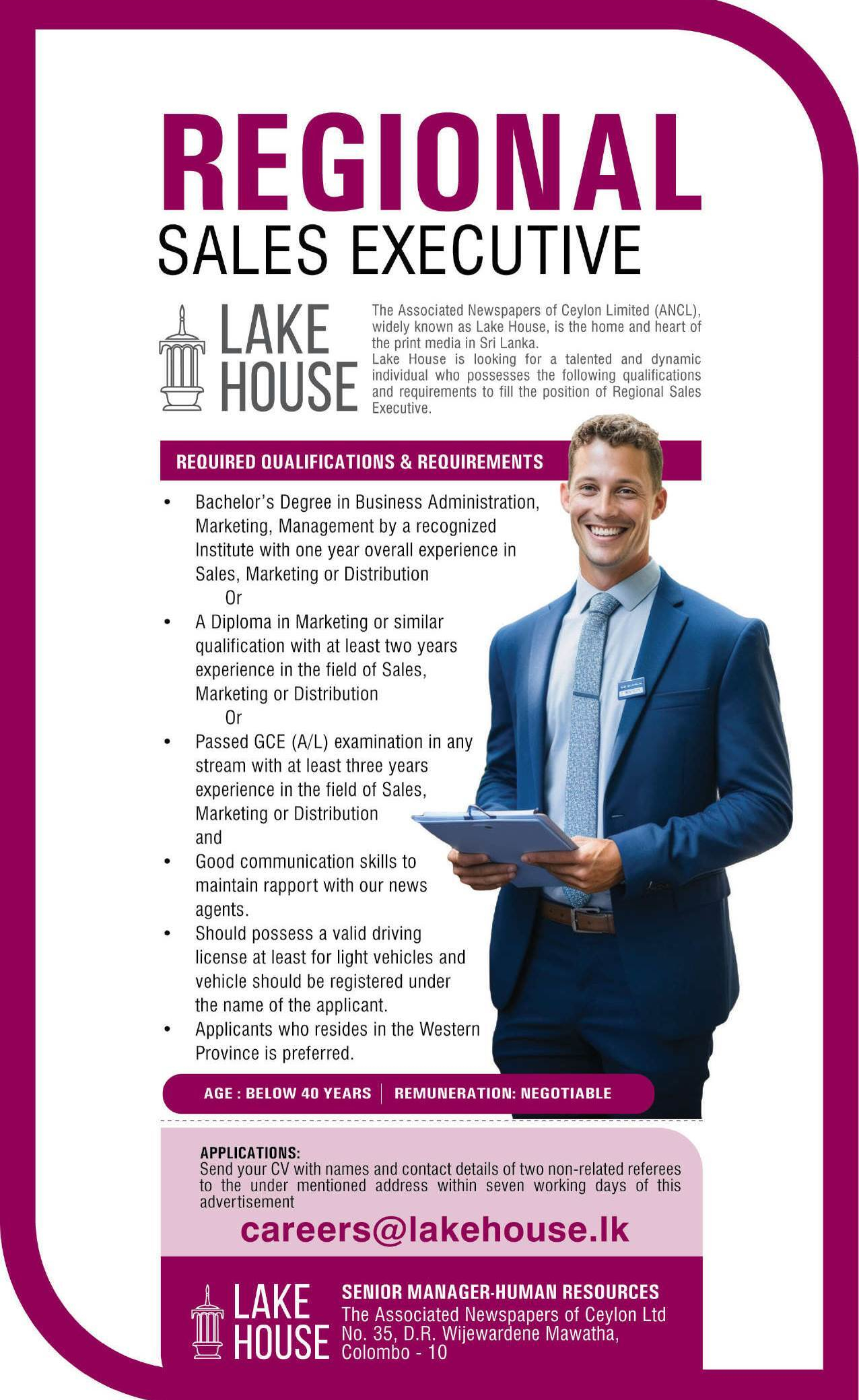 Regional Sales Executive - Lake House