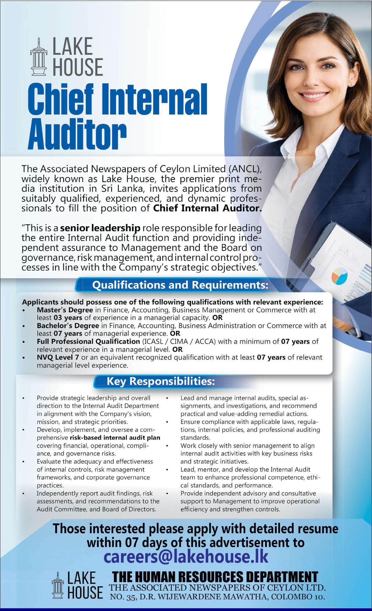 Chief Internal Auditor - Lake House