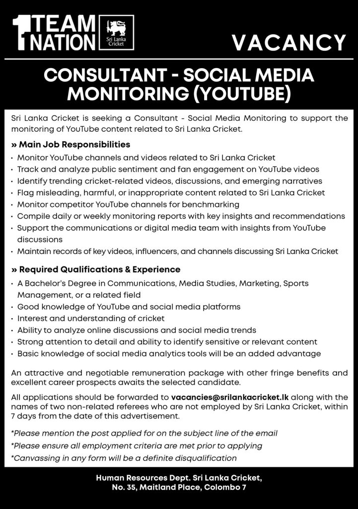 Consultant - Sri Lanka Cricket