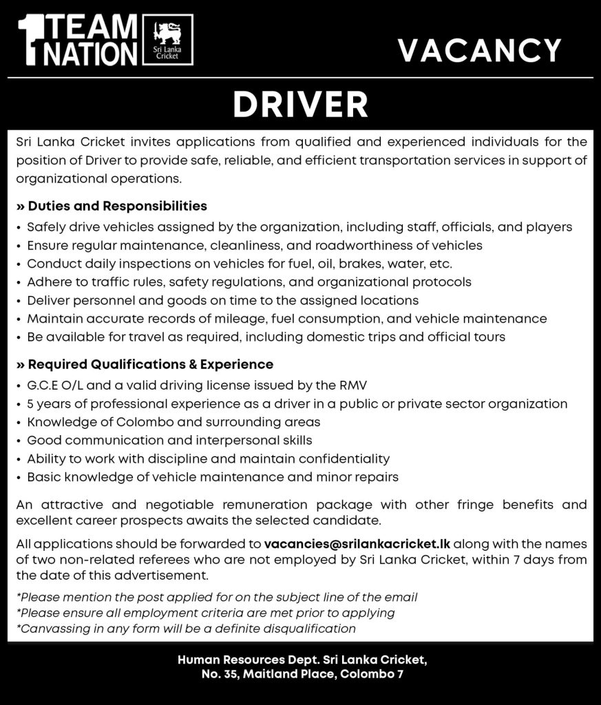 Driver - Sri Lanka Cricket