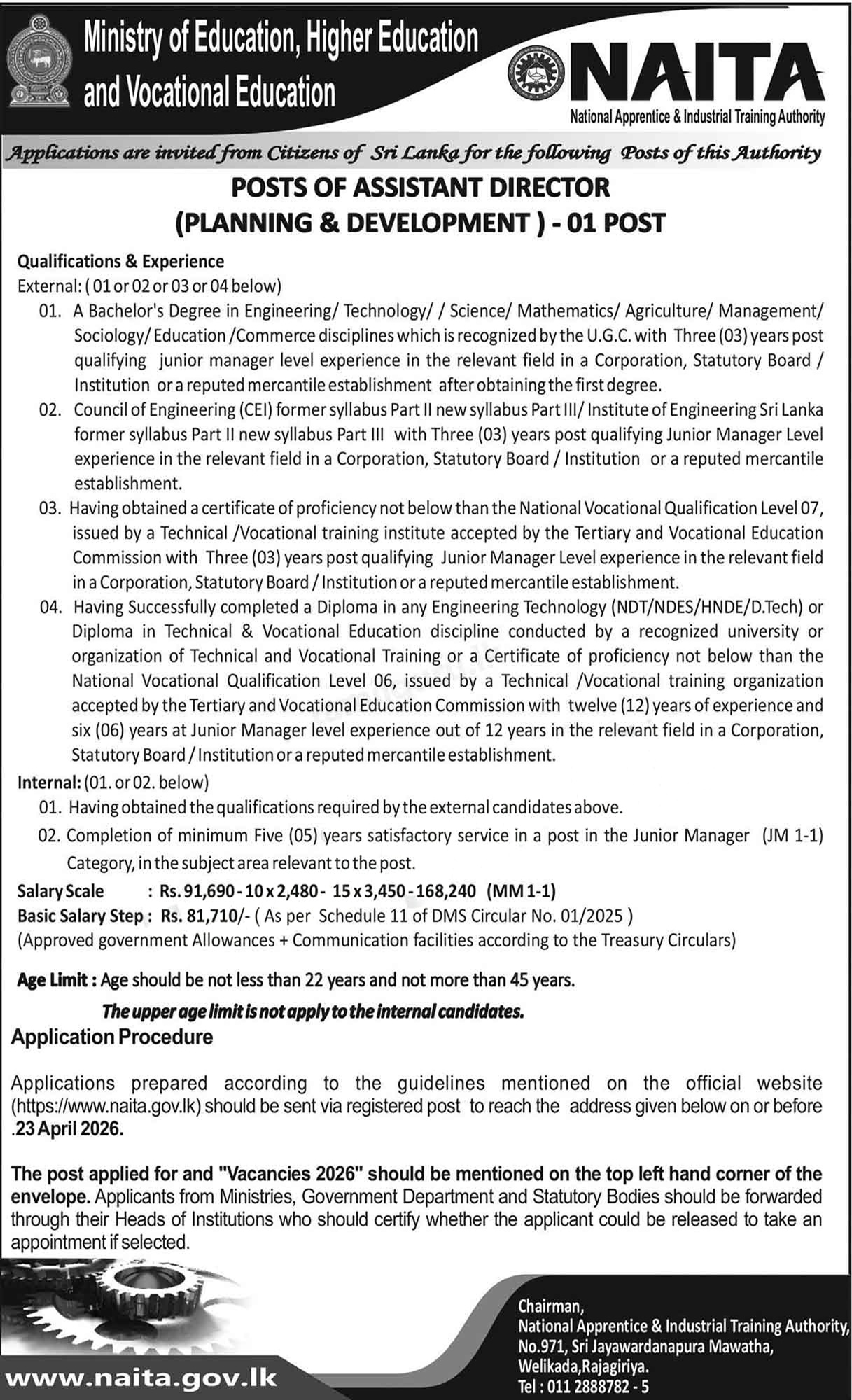 Assistant Director - National Apprentice and Industrial Training Authority