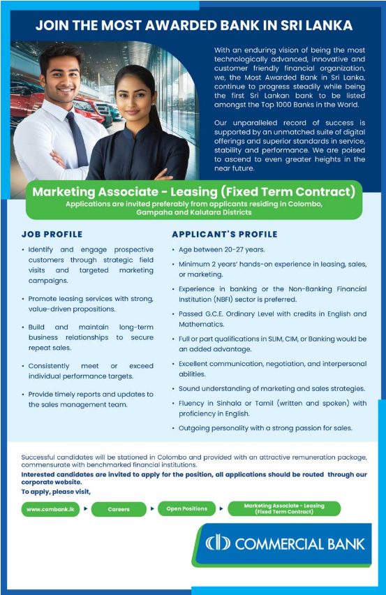 Marketing Associate - Commercial Bank of Ceylon PLC