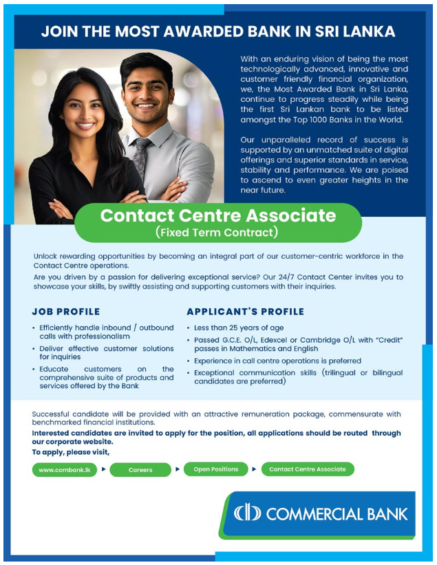 Contact Centre Associate - Commercial Bank of Ceylon PLC