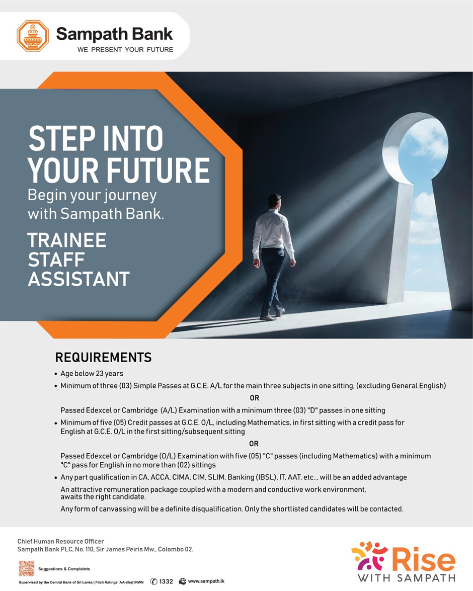 Trainee Staff Assistant - Sampath Bank