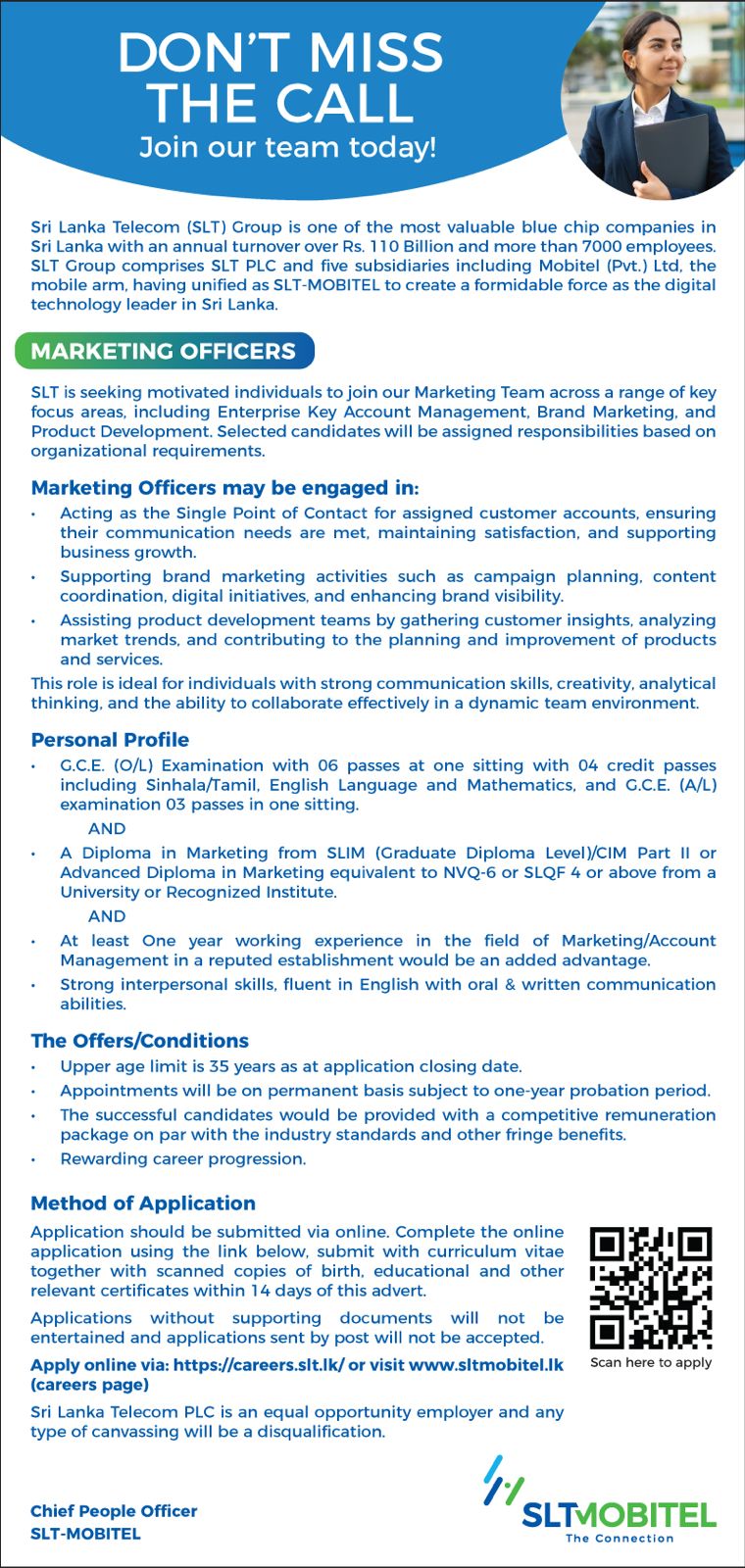 Marketing Officer - Sri Lanka Telecom