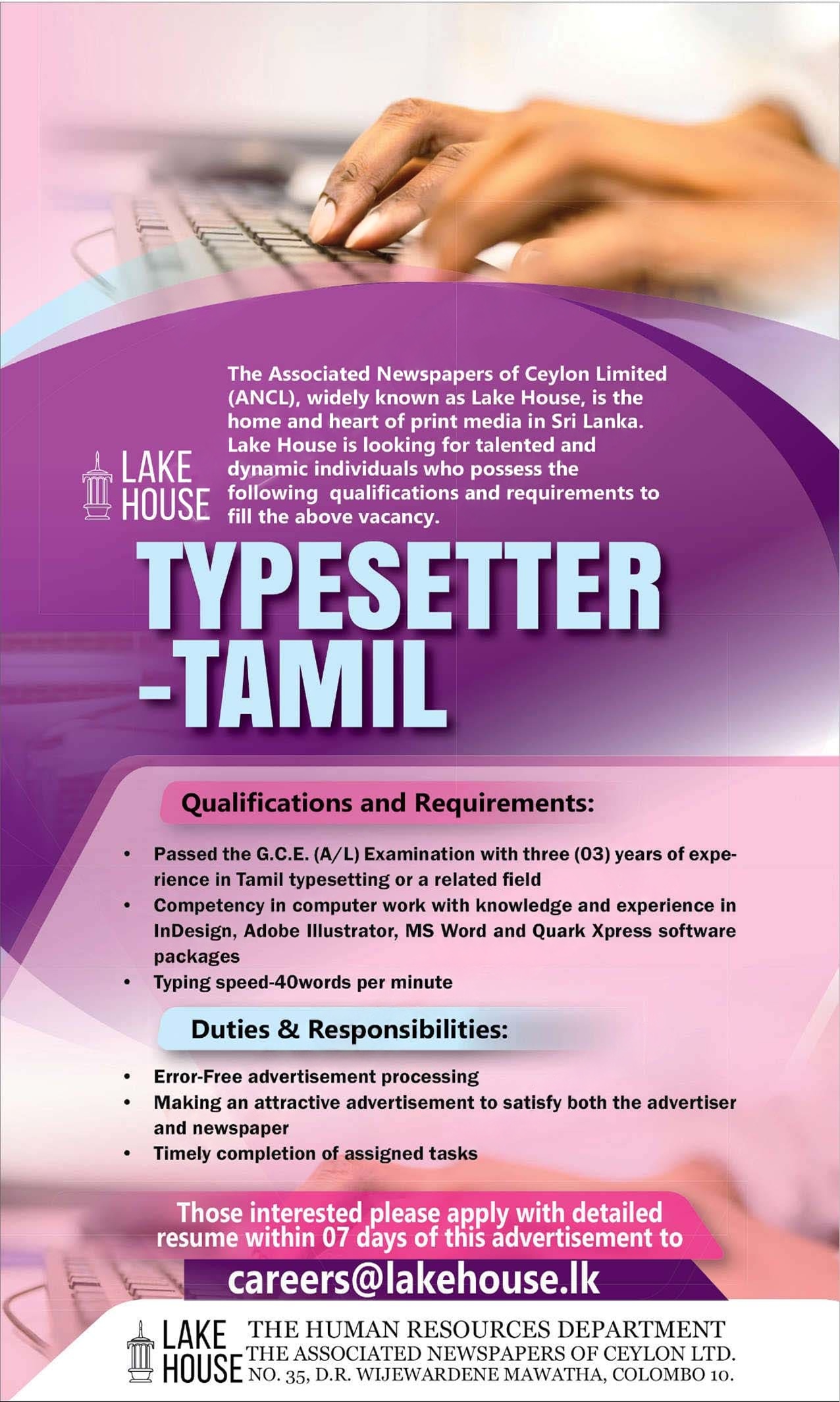 Typesetter - Lake House