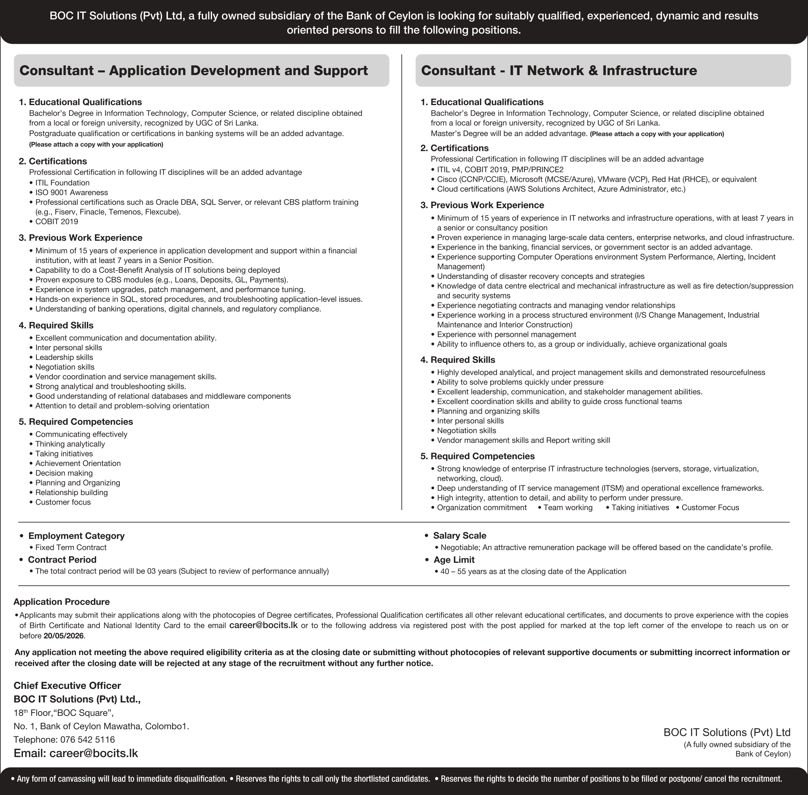 Consultant - BOC IT Solutions Pvt Ltd