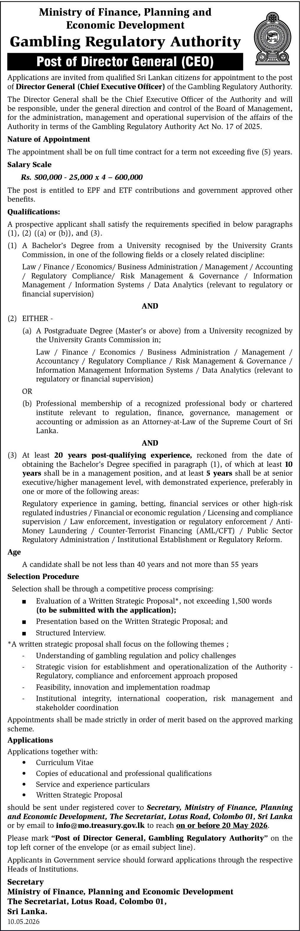 Director General - Ministry of Finance
