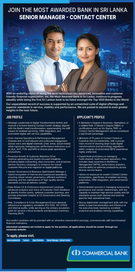 Senior Manager - Commercial Bank of Ceylon PLC