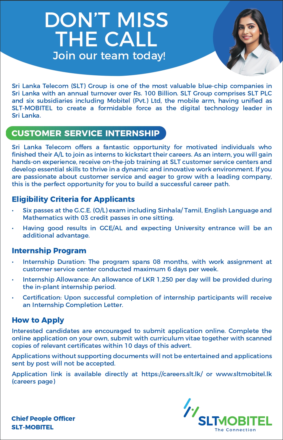 Customer Service (Intern) - Sri Lanka Telecom