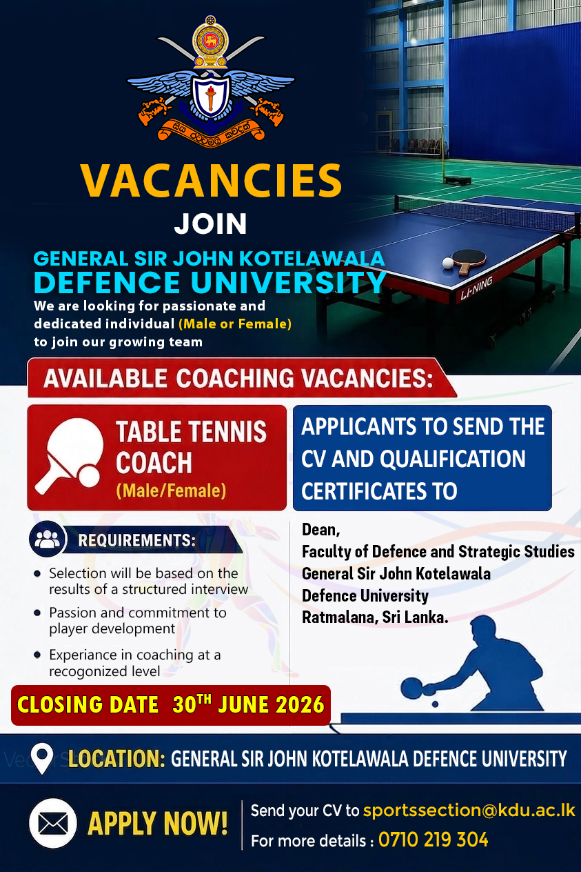 Table Tennis Coach - General Sir John Kotelawala Defence University