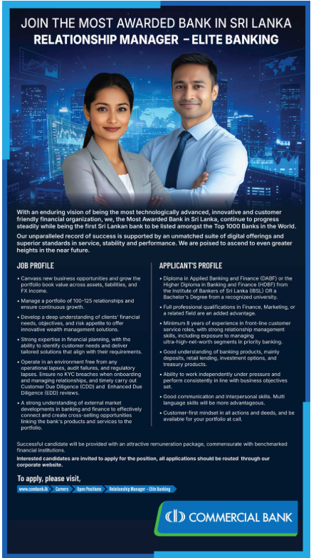 Relationship Manager - Commercial Bank of Ceylon PLC