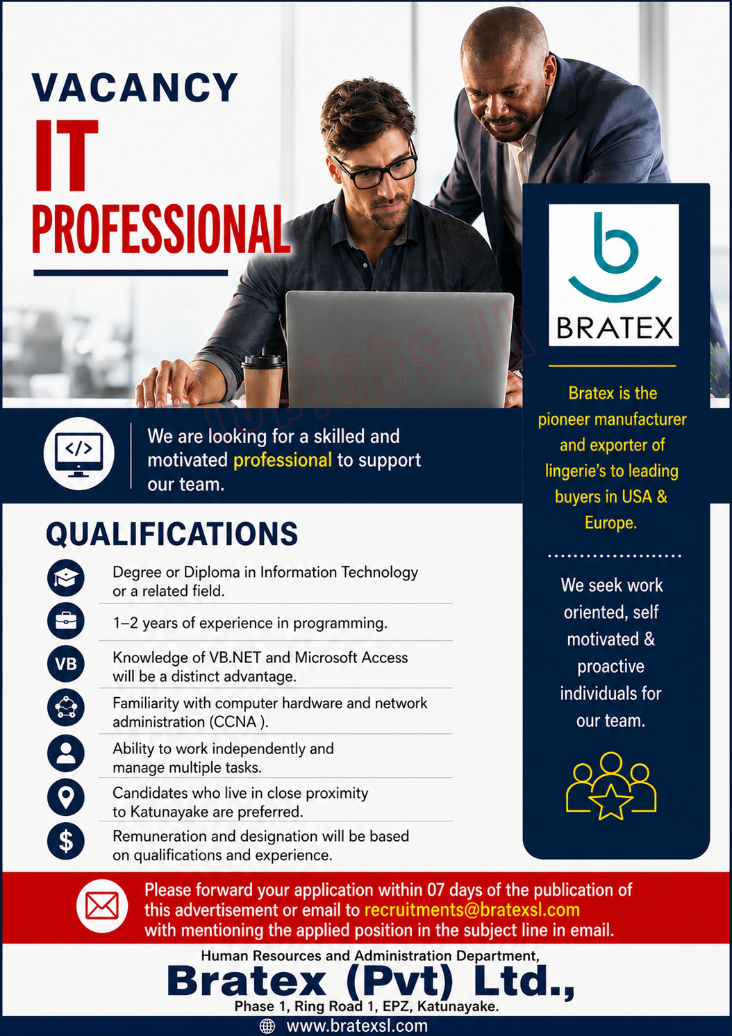 IT Professional - Bratex (Pvt) Ltd