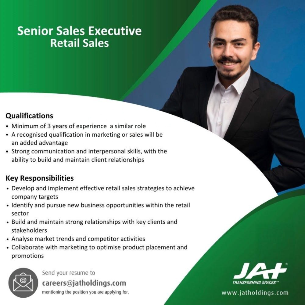 Senior Sales Executive - JAT Holdings (Pvt) Ltd
