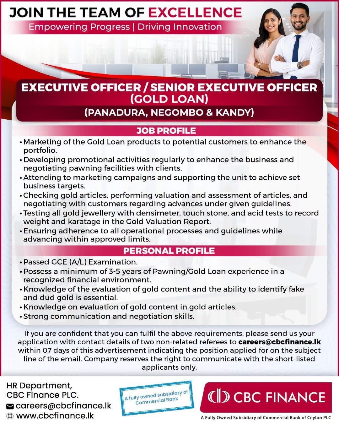 Executive Officer, Senior Executive Officer - CBC Finance Ltd