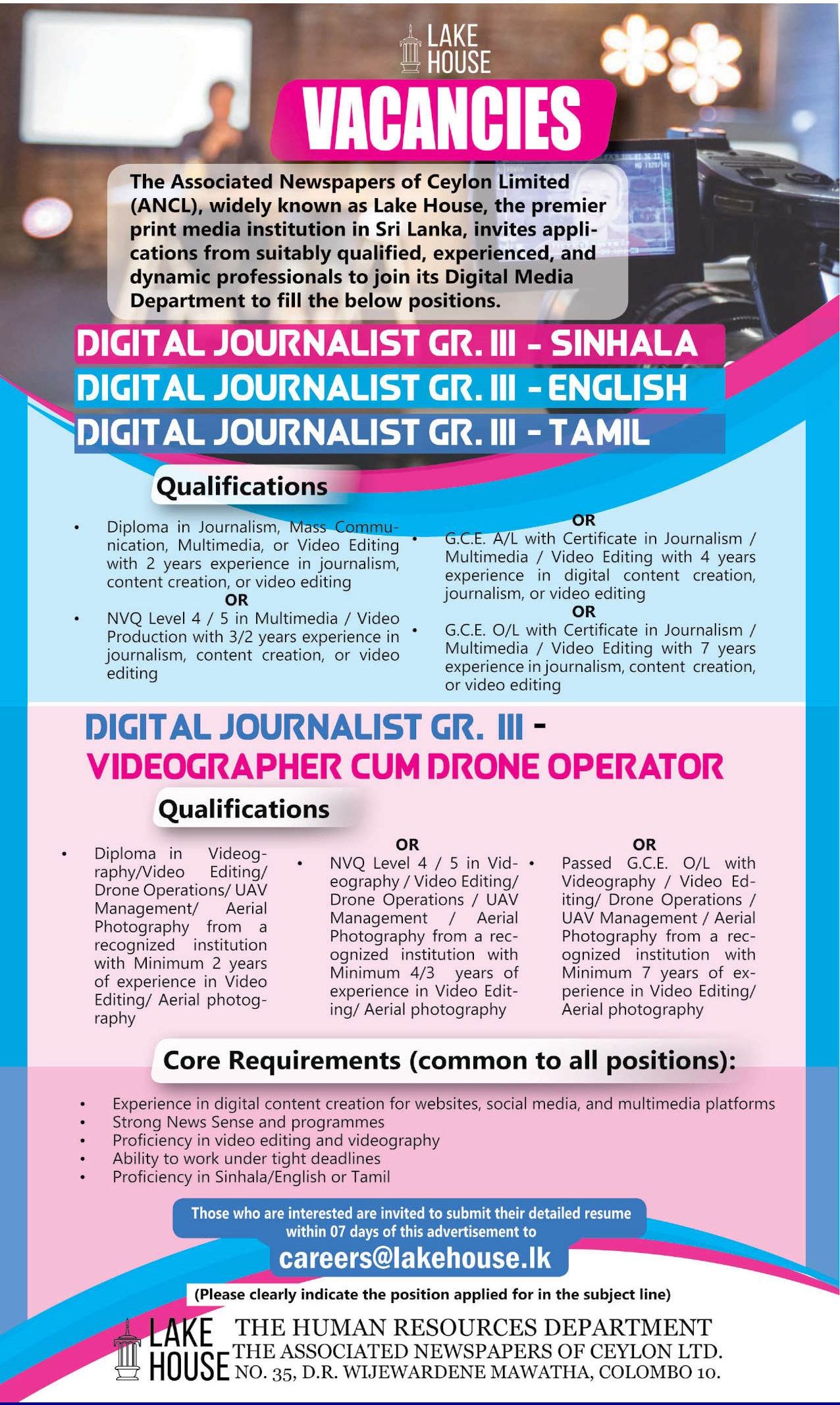 Digital Journalist, Videographer Cum Drone Operator - Lake House