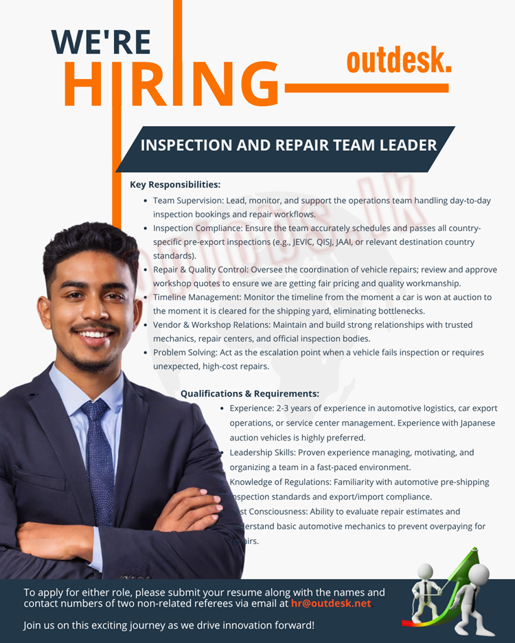 Inspection and Repair Team Leader - Outdesk (PVT) LTD