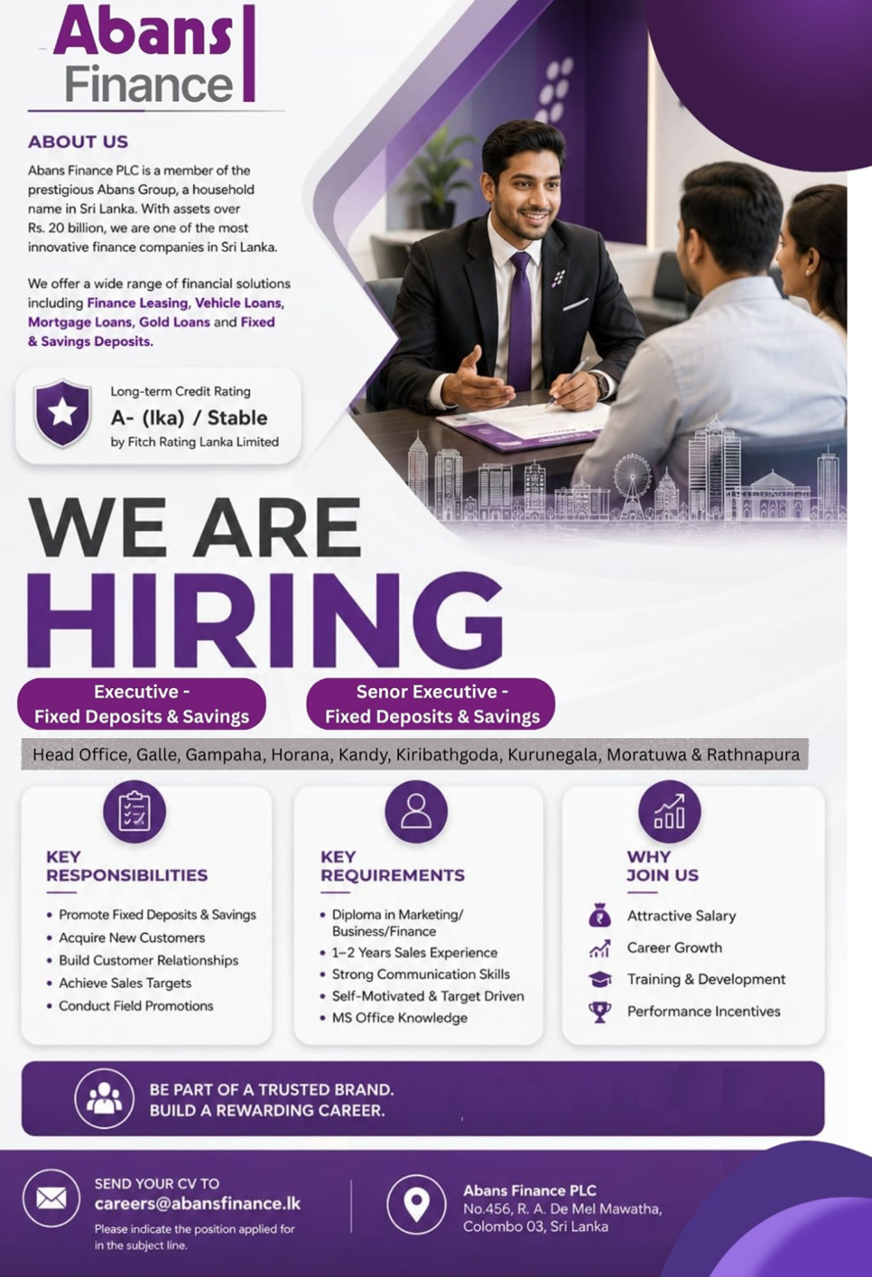 Executive, Senior Executive - Abans Finance PLC
