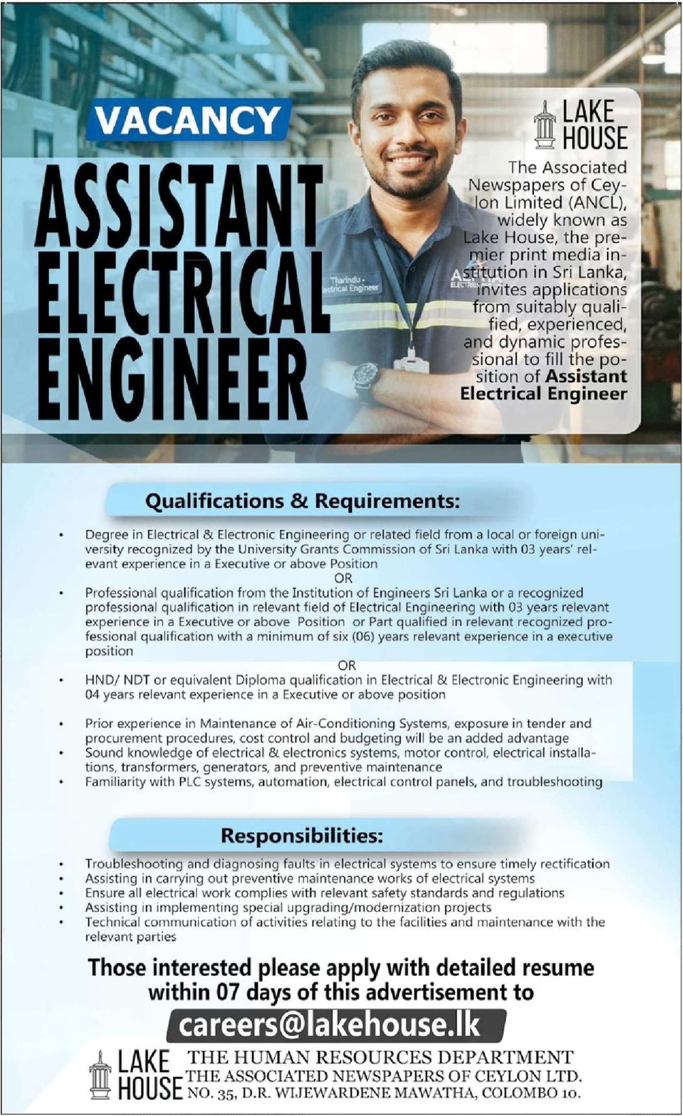 Assistant Electrical Engineer - Lake House