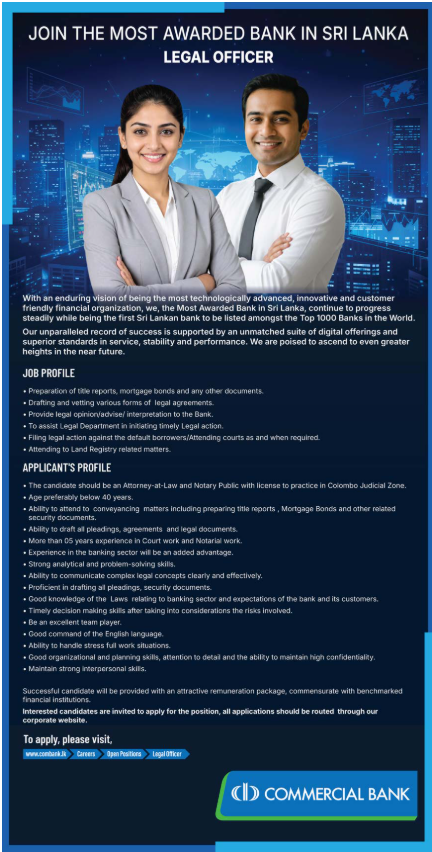 Legal Officer - Commercial Bank