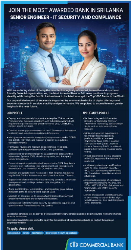 Senior Engineer - Commercial Bank