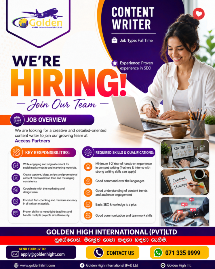 Content Writer - Golden High International PVT (LTD)