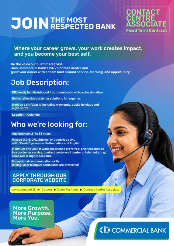 Contact Centre Associate - Commercial Bank of Ceylon PLC