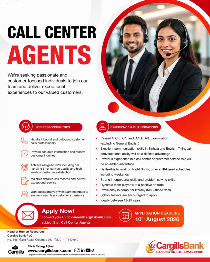 Call Center Agents - Cargills Bank