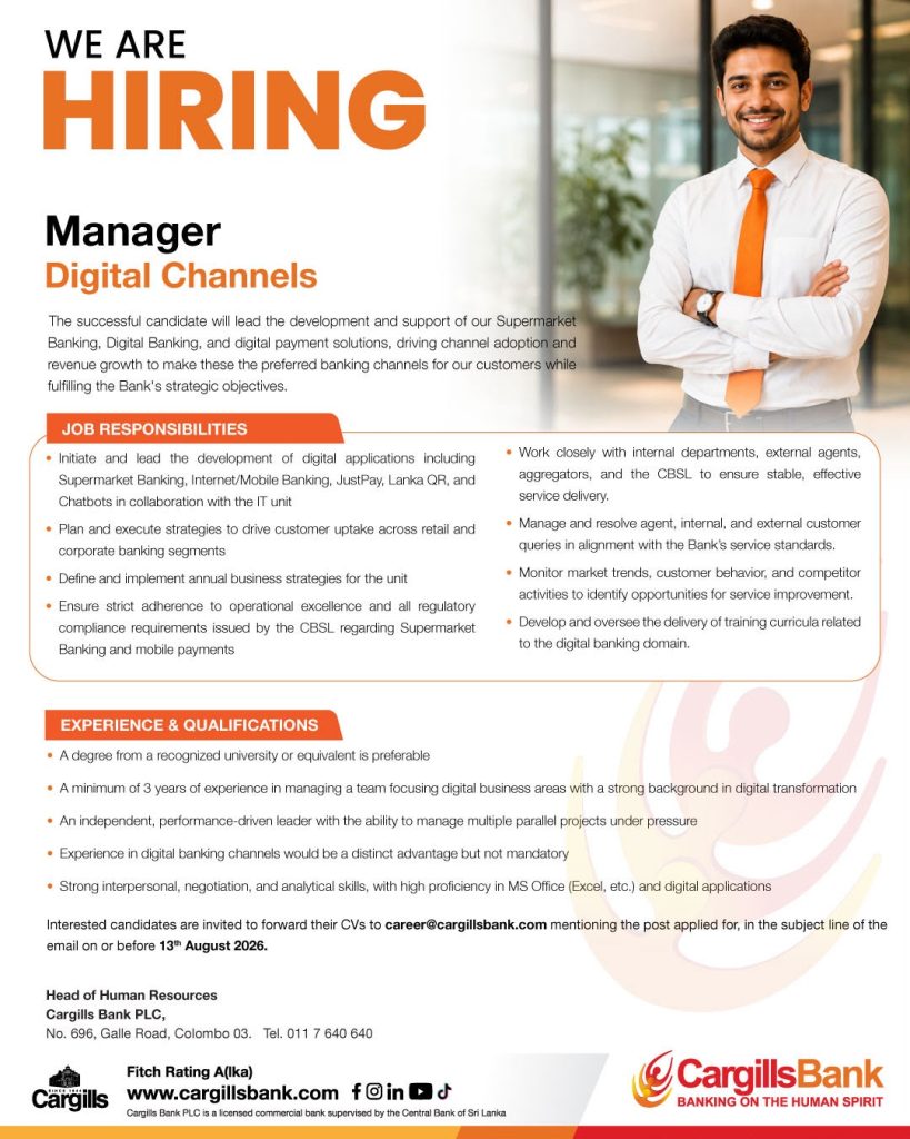 Manager - Cargills Bank