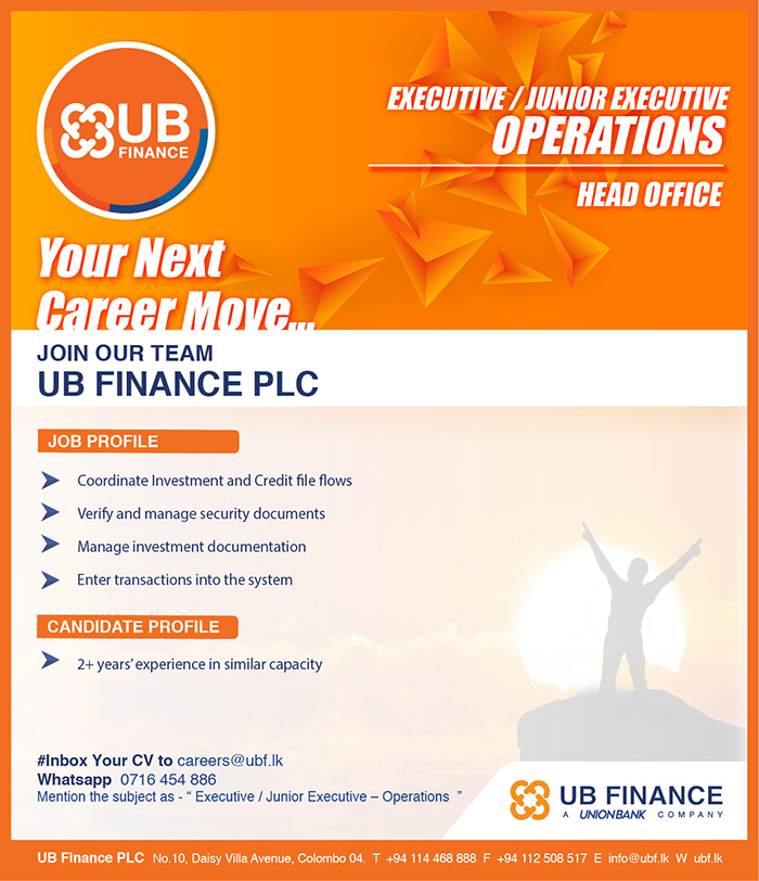 Executive, Junior Executive - UB Finance PLC