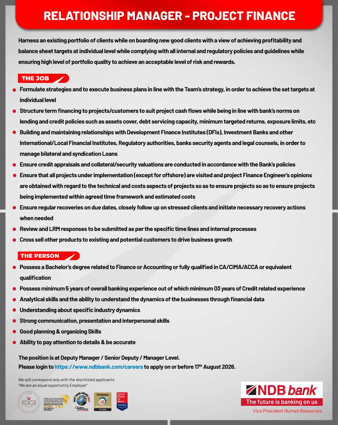Relationship Manager - National Development Bank