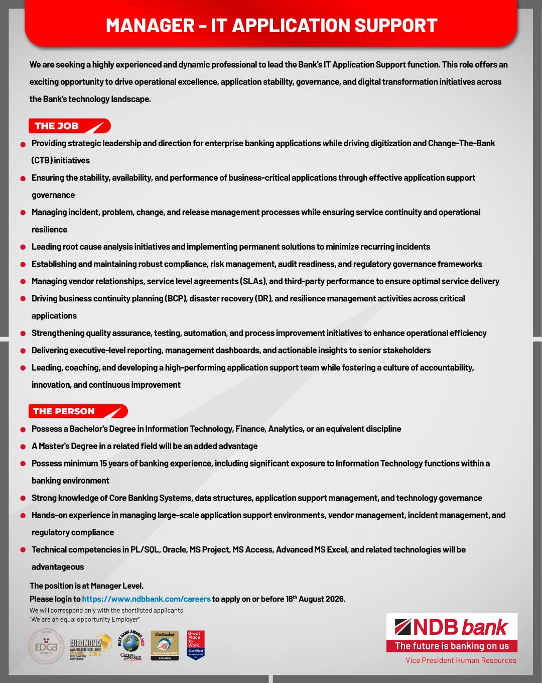 Manager - National Development Bank