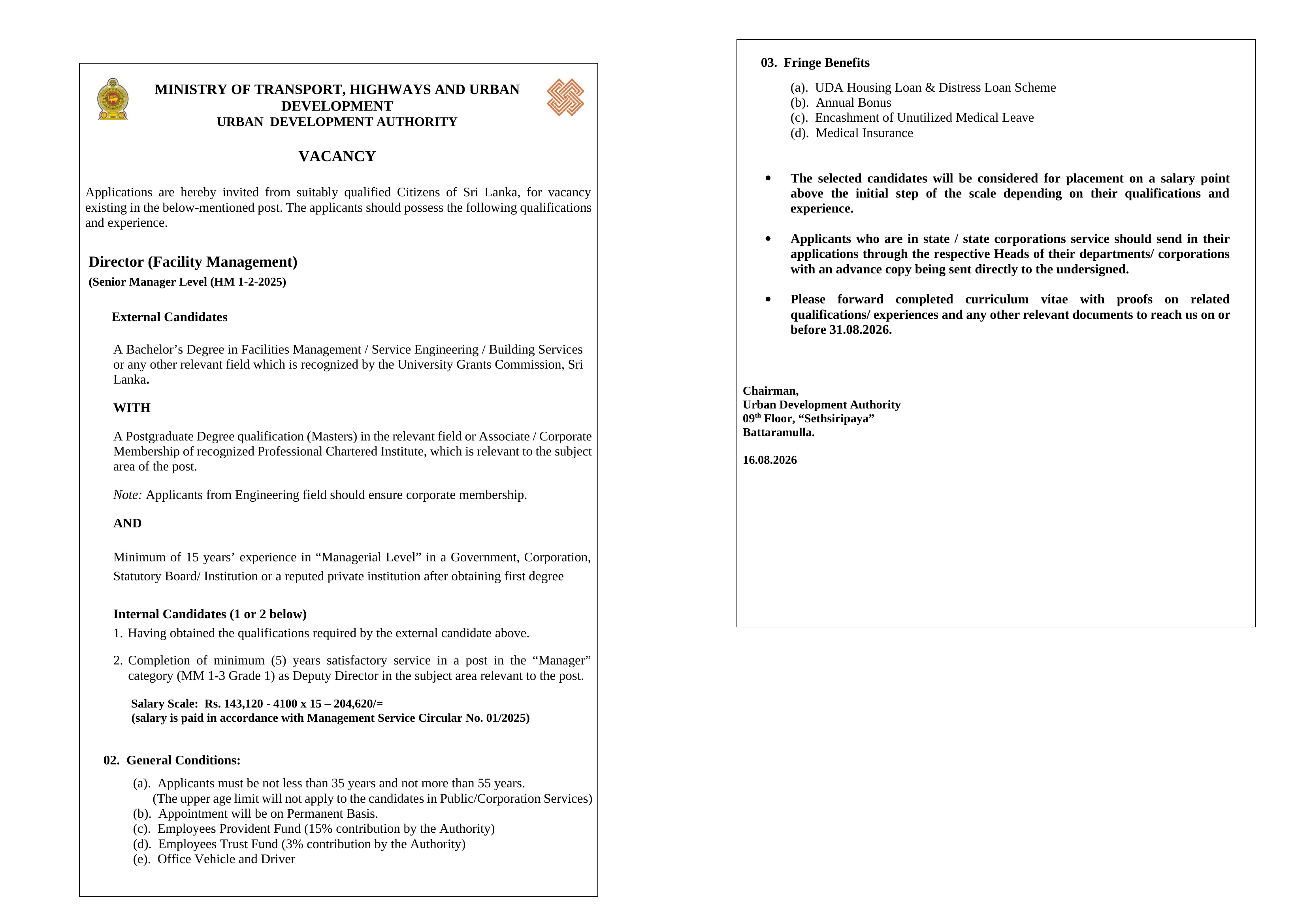 Director - Urban Development Authority
