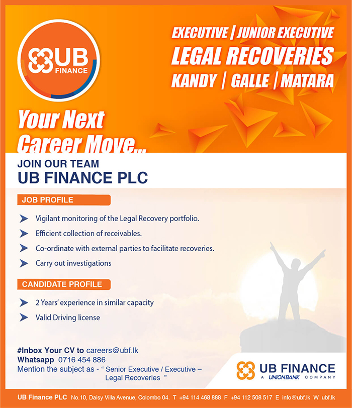 Executive, Junior Executive - UB Finance PLC