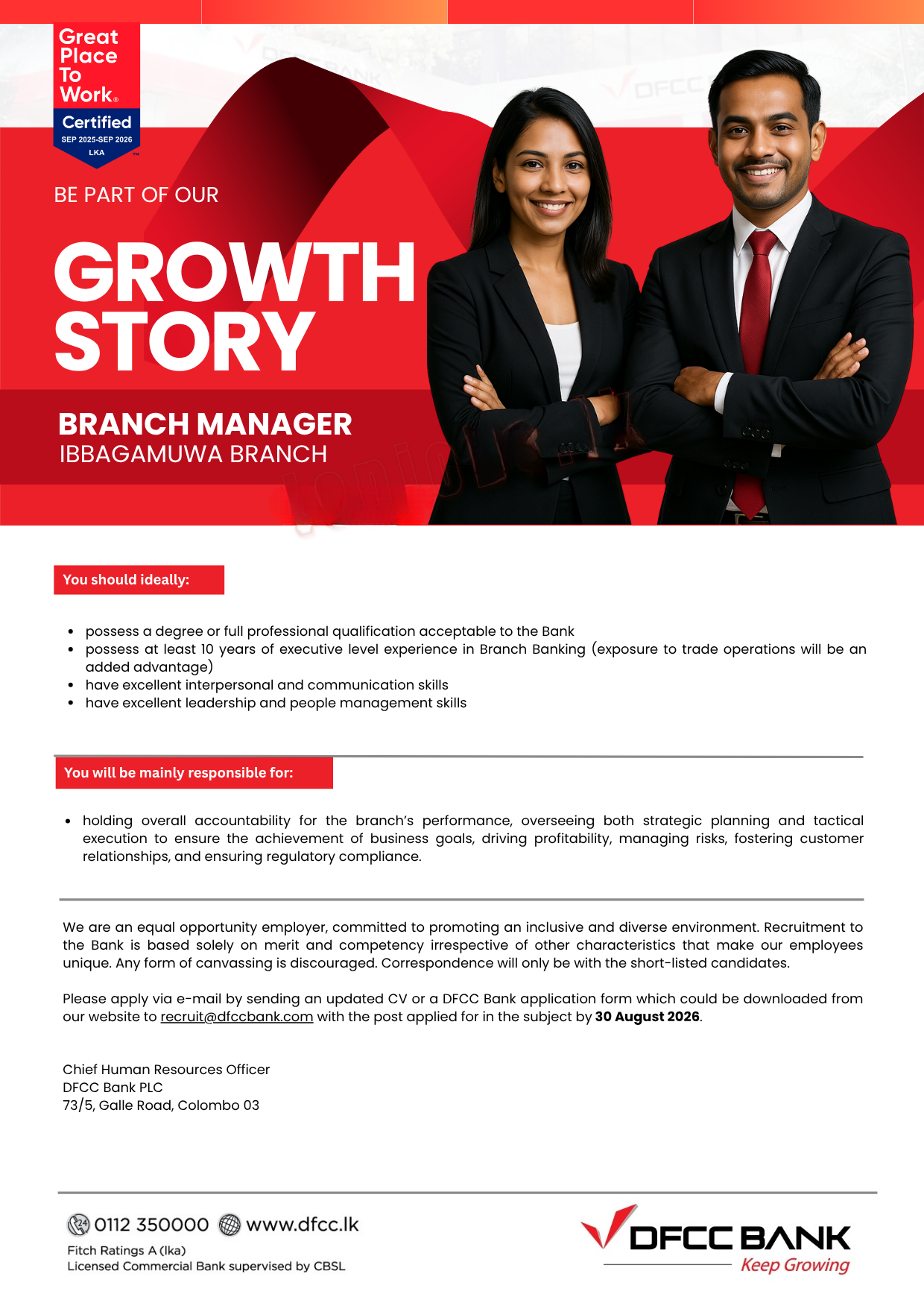 Branch Manager - DFCC Bank