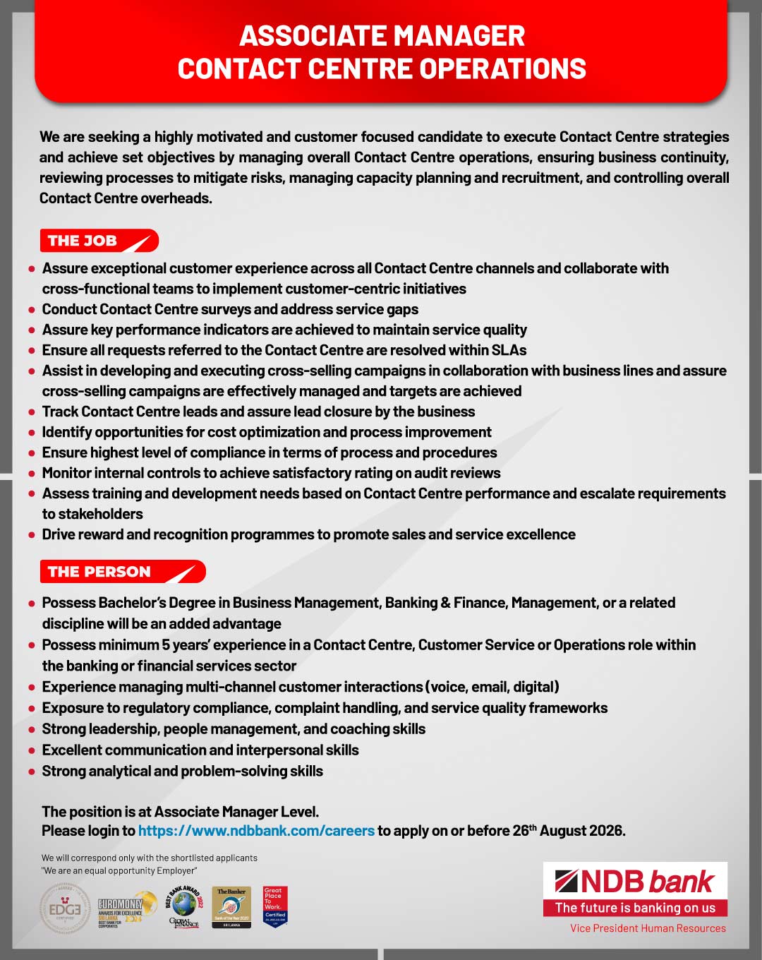 Associate Manager - National Development Bank