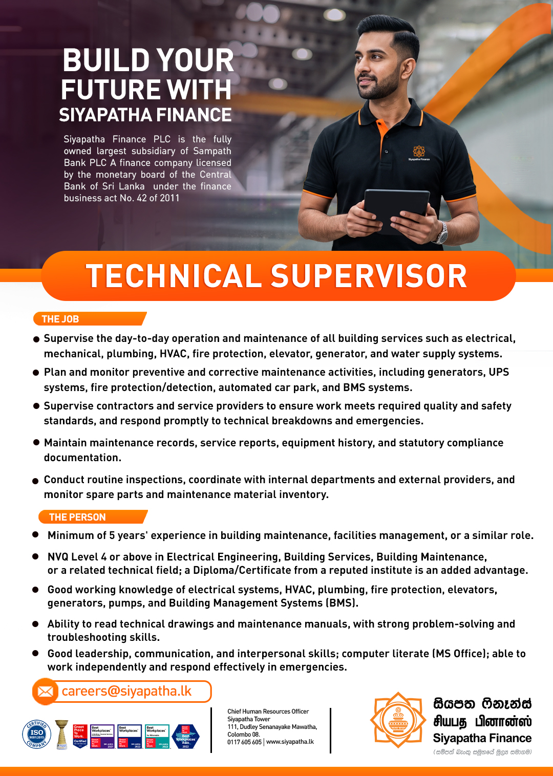 Technical Supervisor - Siyapatha Finance PLC