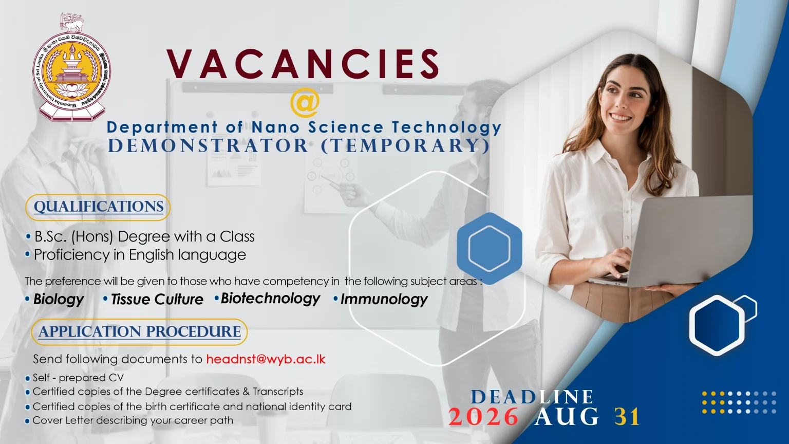 Demonstrator - Wayamba University of Sri Lanka