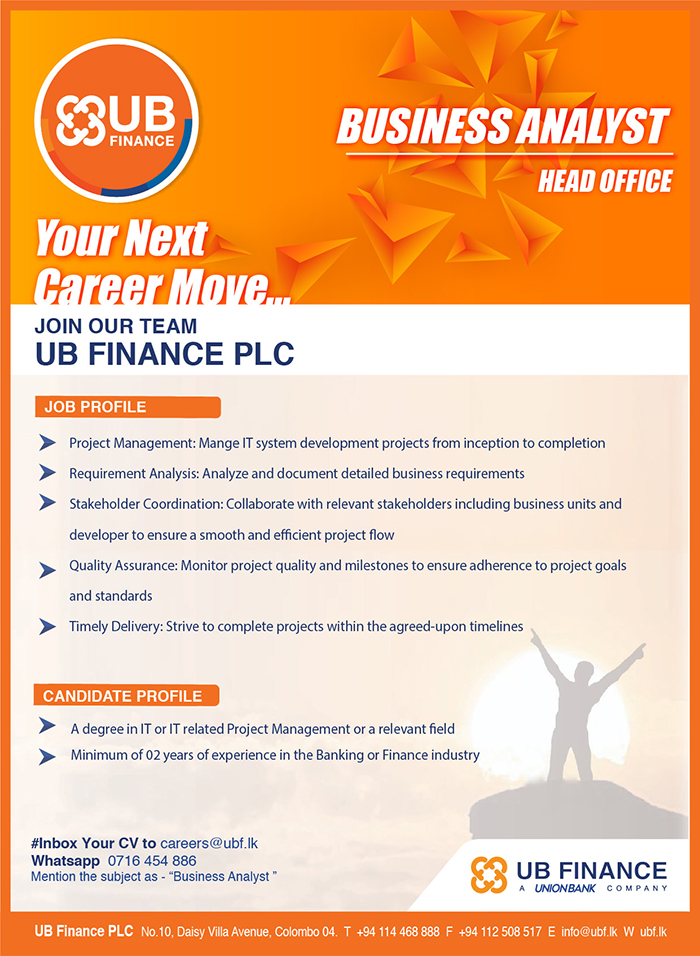 Business Analyst - UB Finance PLC