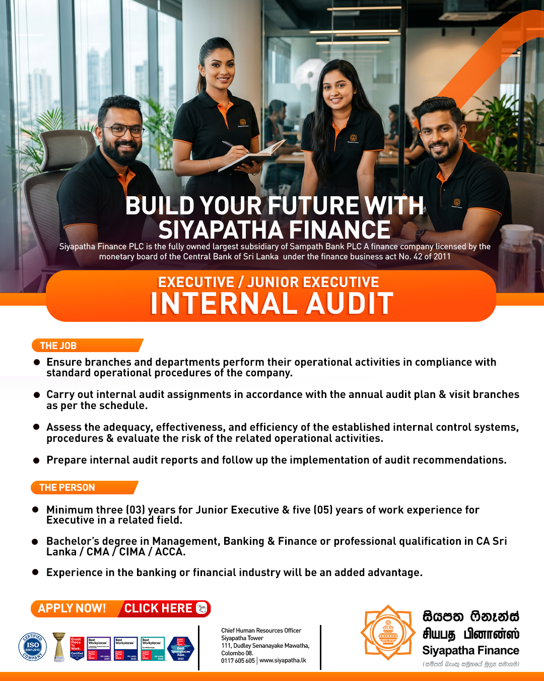Junior Executive, Executive - Siyapatha Finance PLC