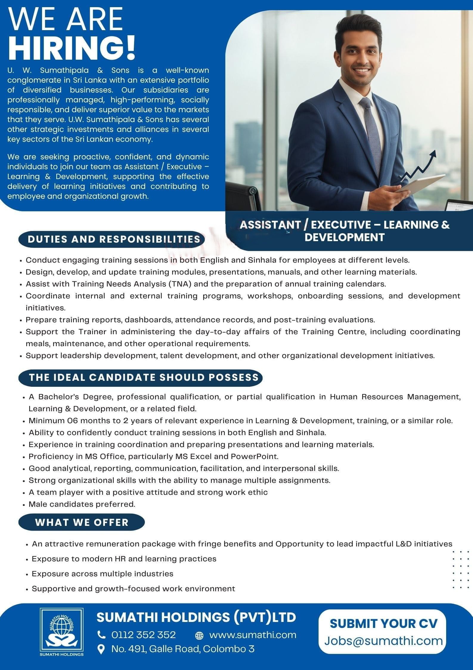 Assistant, Executive - Sumathi Holdings (Pvt) Ltd