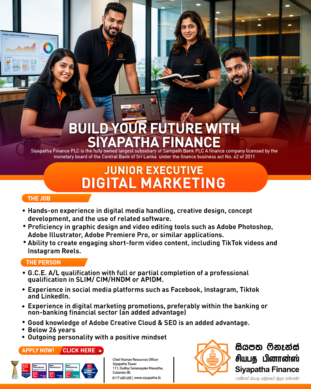 Junior Executive - Siyapatha Finance PLC
