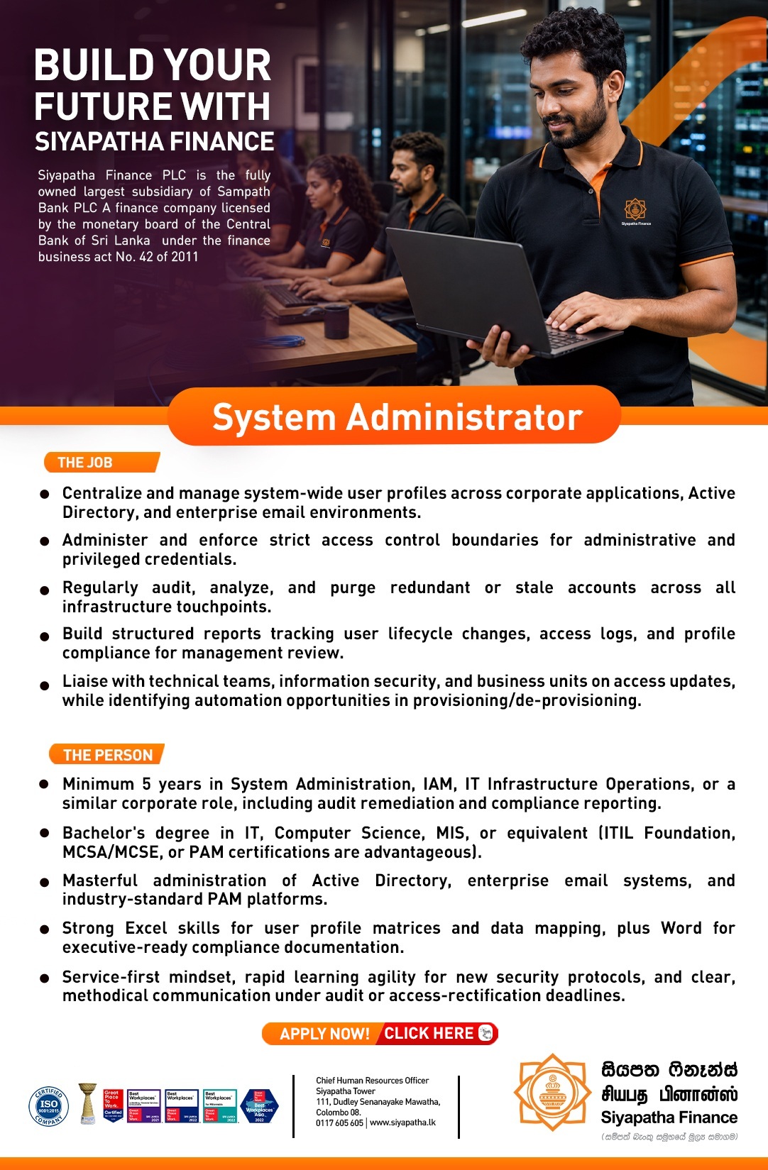 System Administrator - Siyapatha Finance PLC