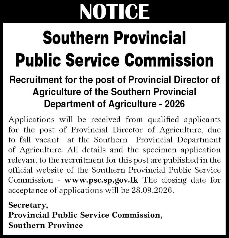 Provincial Director of Agriculture - Southern Provincial Department of Agriculture